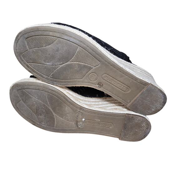 Liz Claiborne Sandals Womens 8 M Hardie Wedge Heels Espadrille Black Cut Out - Picture 8 of 8